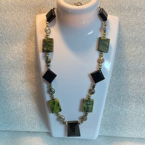 Elegant Black and Green Stone Necklace